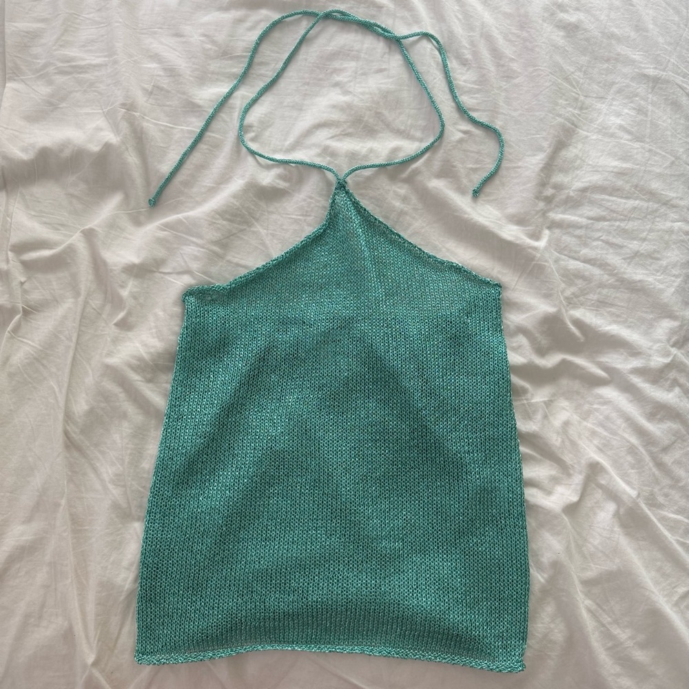 ‼️SOLD‼️ Superdown Sea Green Knit Halter Top